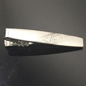 Vintage Silver Tone Tie Bar Clip tie bar Anson